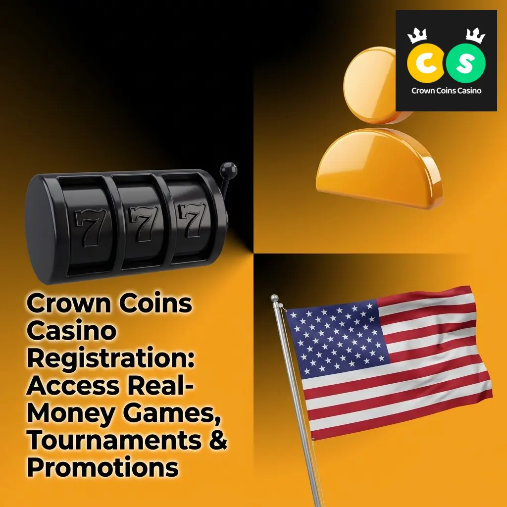 Crown Coins Casino registration page for real-money games, tournaments, and promotions with welcome bonus offer