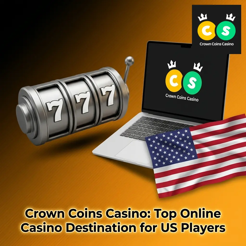 Crown Coins Casino homepage featuring 500+ games for US players with 100K Crown Coins welcome bonus and no deposit required