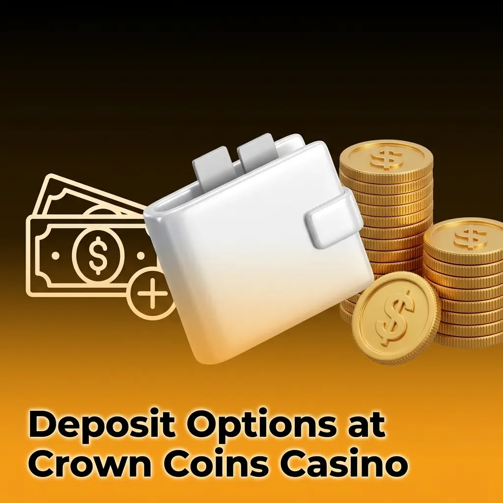 Crown Coins Casino deposit methods including Apple Pay, Visa, Mastercard, Amex, Discover, and Skrill with instant transfers