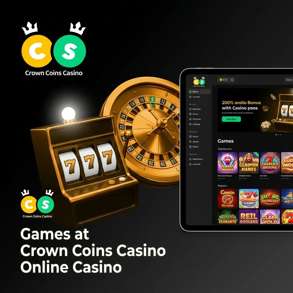 Crown Coins Casino game library featuring 500+ slots, table games, video poker, and live dealer titles for US players