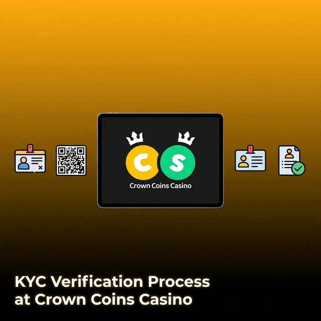 Crown Coins Casino KYC verification process showing ID upload, proof of address, and account confirmation steps