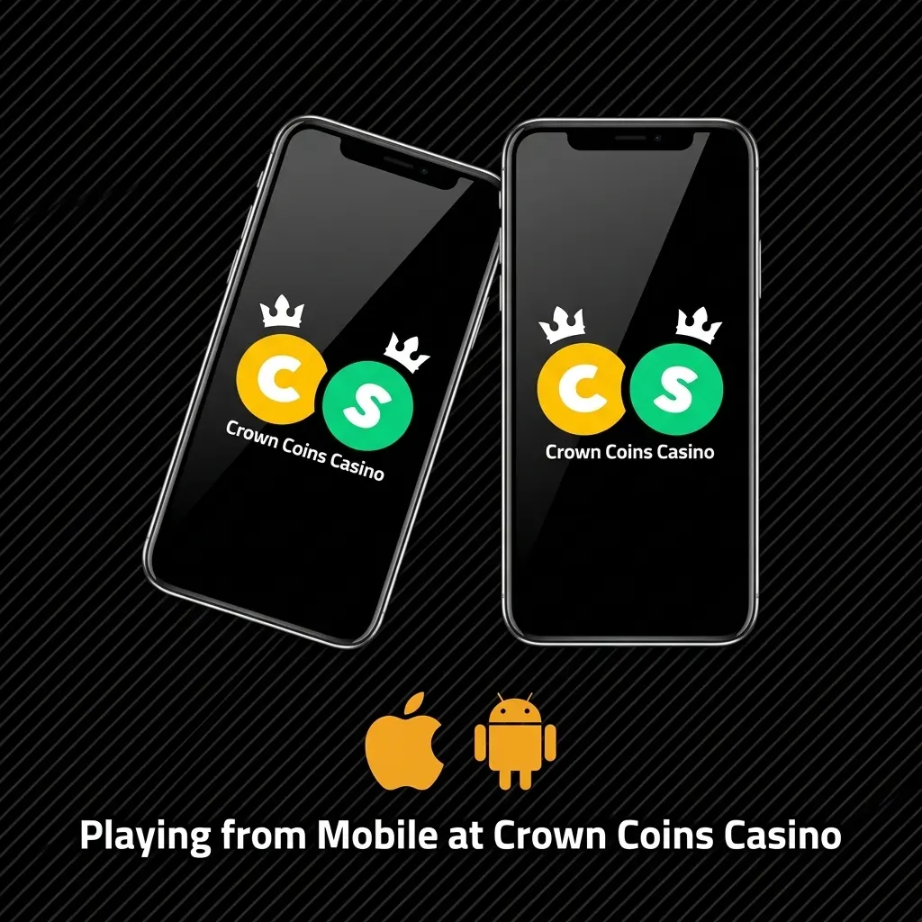 Crown Coins Casino mobile browser gameplay on iOS and Android devices with full features accessible via Safari Chrome Firefox