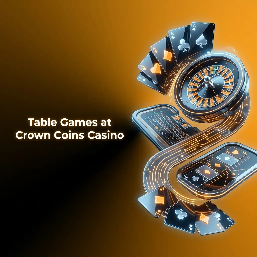 Digital table games lobby at Crown Coins Casino featuring blackjack, roulette, baccarat, and poker variants by Nucleus Gaming