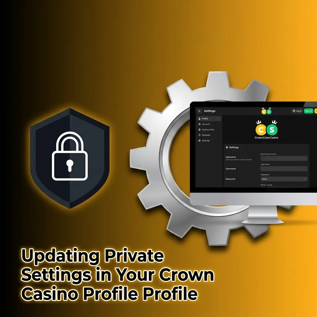 Crown Coins Casino profile settings page showing options to update personal info, password, and communication preferences